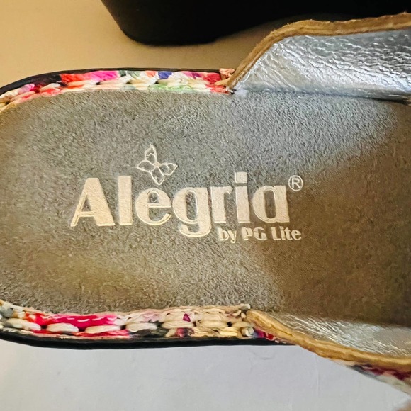 Alegria Perennial Loti Leather Floral Slip On Wedge Sandals Size 39 - Picture 5 of 8
